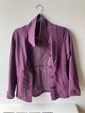 Prana Plum Button-Up Pea Coat Sweatshirt